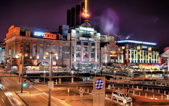 Обои картинки фото baltimore, города, огни, ночного