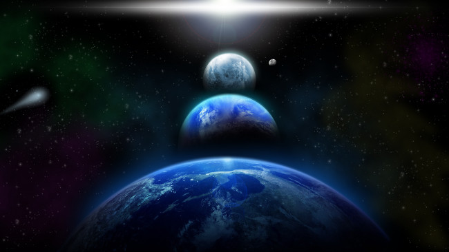 Обои картинки фото космос, арт, вселенная, планеты