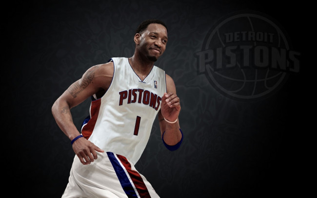 Обои картинки фото спорт, nba, тату, баскетбол, игрок, фон, detroit-pistons, tracy, mcgrady