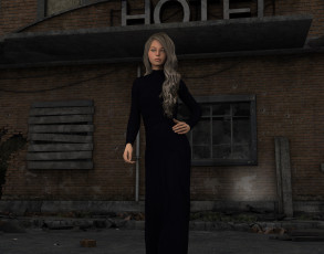 Картинка 3д+графика люди+ people платье фон взгляд девушка