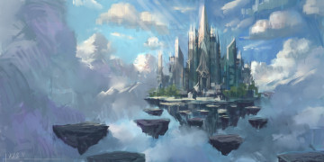 Картинка фэнтези иные+миры +иные+времена замок остров летающий мир иной