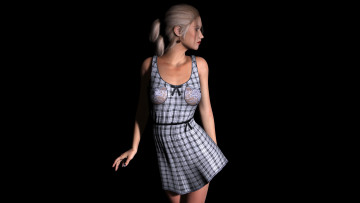 Картинка 3д+графика люди+ people платье фон взгляд девушка