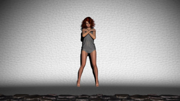 Картинка 3д+графика люди+ people стена фон взгляд девушка