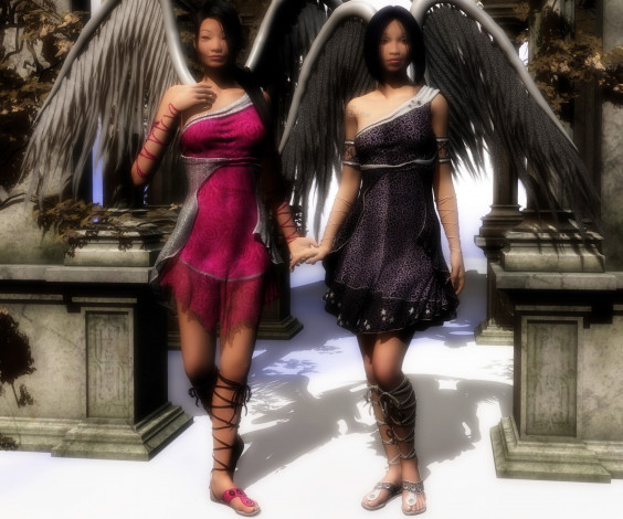 Обои картинки фото 3д графика, ангел , angel, фон, взгляд, девушки