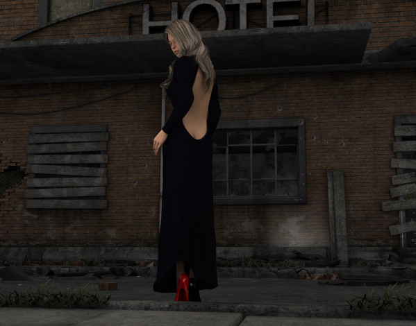 Обои картинки фото 3д графика, люди , people, взгляд, девушка, платье, фон