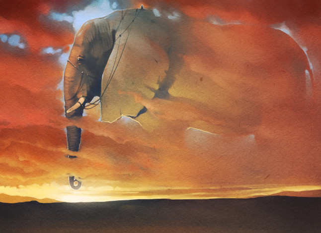 Обои картинки фото рисованное, животные,  слоны, животное, рисунок, бумага, слон