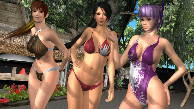 Обои картинки фото 3д графика, аниме , anime, взгляд, девушки, купальники, фон