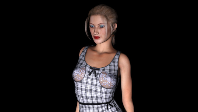 Обои картинки фото 3д графика, люди , people, платье, фон, взгляд, девушка