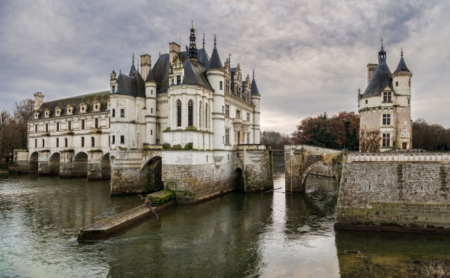 Обои картинки фото ch&, 226, teau de chenonceaux,  france, города, замки франции, замок, водоем