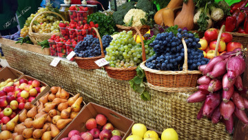 Картинка еда фрукты+и+овощи+вместе прилавок