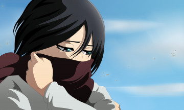 Картинка аниме shingeki+no+kyojin атака титанов арт грусть небо микаса