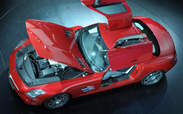 Картинка автомобили mercedes-benz красный sls63 amg мерседес