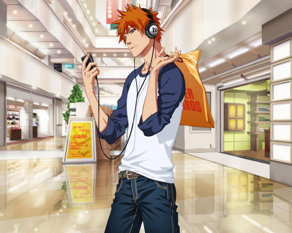 Обои картинки фото аниме, bleach, блич, ичиго, куросаки, арт, парень