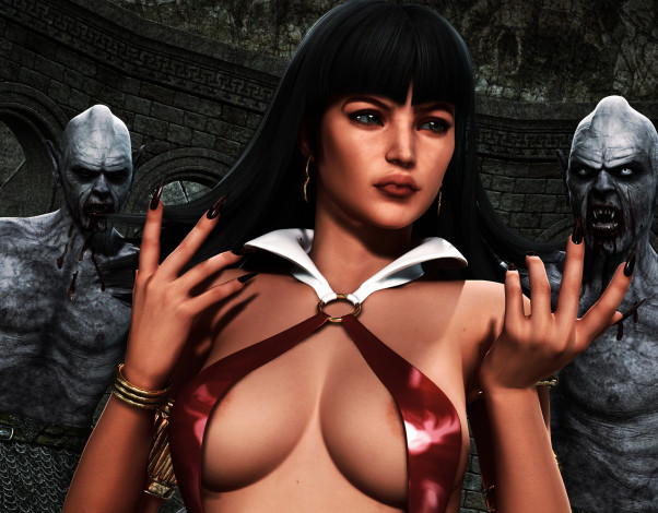 Обои картинки фото 3д графика, фантазия , fantasy, взгляд, девушка, фон