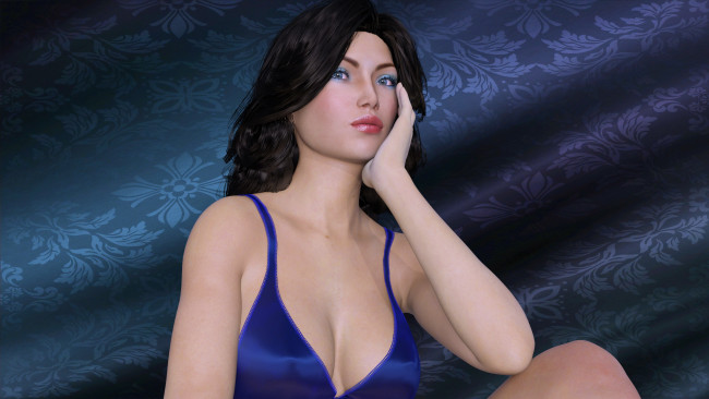 Обои картинки фото 3д графика, люди , people, девушка, взгляд, фон