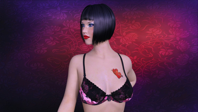 Обои картинки фото 3д графика, люди , people, рыжая, взгляд, фон, девушка