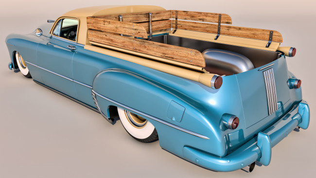 Обои картинки фото автомобили, 3д, фон, автомобиль, pontiac, 1949г