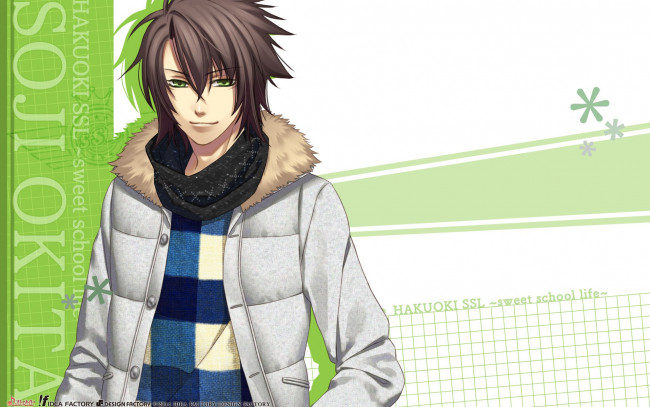 Обои картинки фото аниме, hakuoki, парень, фон, улыбка