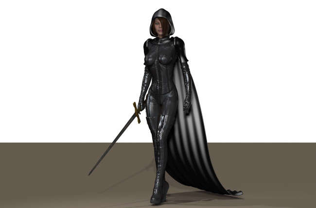 Обои картинки фото 3д графика, люди , people, взгляд, девушка, фон, оружие