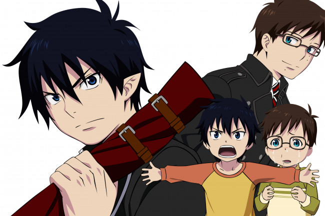 Обои картинки фото аниме, ao no exorcist, юкио, рин, парни, арт, синий, экзорцис, братья