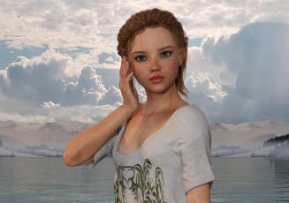 Картинка 3д+графика люди+ people взгляд девушка фон