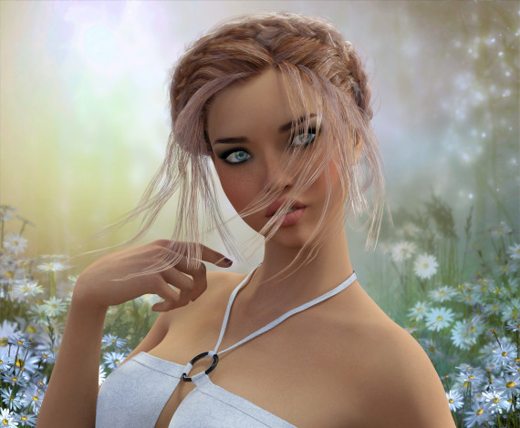 Обои картинки фото 3д графика, портрет , portraits, девушка, фон, взгляд