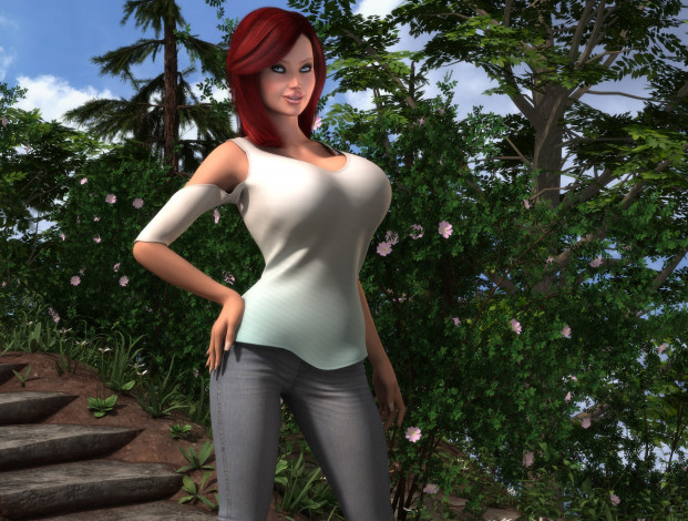 Обои картинки фото 3д графика, люди , people, фон, взгляд, девушка