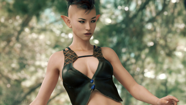 Обои картинки фото 3д графика, эльфы , elves, эльфийка, фон, взгляд