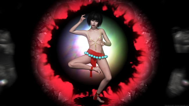 Обои картинки фото 3д графика, фантазия , fantasy, девушка, взгляд, фон