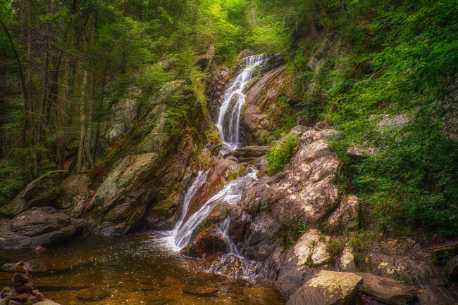 Обои картинки фото природа, водопады, река, лес, водопад