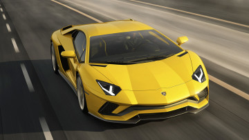 Картинка lamborghini+aventador+s+2017 автомобили lamborghini s aventador жёлтый 2017