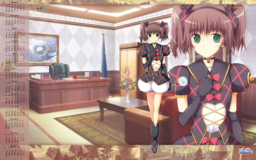 Картинка календари аниме 2018 стол цветы взгляд кабинет девушка