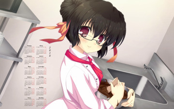 Картинка календари аниме мойка взгляд 2018 очки девушка