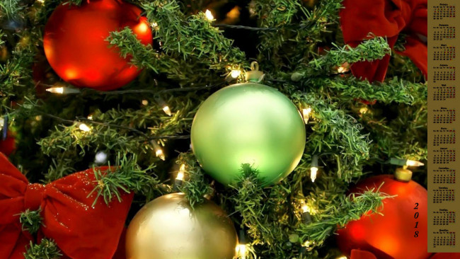 Обои картинки фото календари, праздники,  салюты, 2018, игрушка, бант, шар