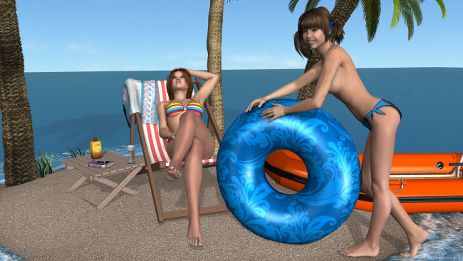 Обои картинки фото 3д графика, люди , people, фон, взгляд, девушки