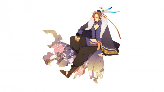 Обои картинки фото аниме, unknown,  другое , взгляд, фон, парень