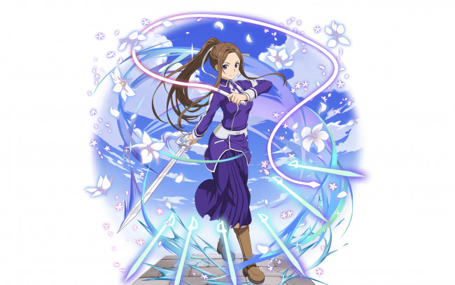 Обои картинки фото аниме, sword art online, фон, взгляд, девушка