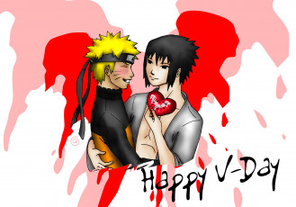 Картинка аниме naruto узумаки наруто учиха саске сердечко