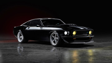 обоя автомобили, mustang, черный, площадка