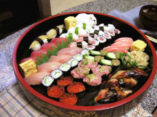 Картинка еда рыба морепродукты суши роллы