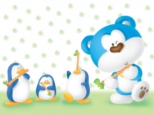 Картинка рисованные животные медведь пингвин