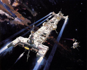 Картинка фэнтези космические корабли звездолеты станции