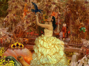 Картинка рисованные люди ворон платье