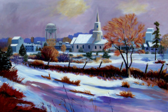 обоя david, rickert, рисованные, городок