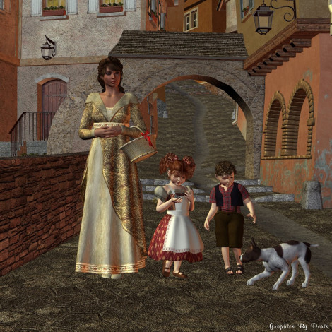 Обои картинки фото 3д, графика, people, люди, дети, собачка