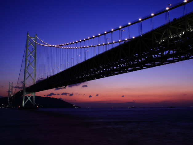 Обои картинки фото города, мосты, река, вечер, переправа