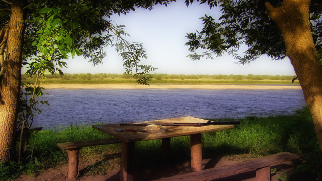 Обои картинки фото природа, реки, озера, ружьё, река