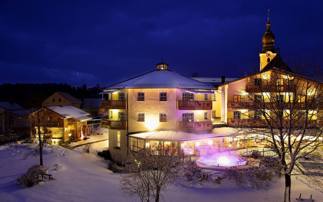 Обои картинки фото города, огни, ночного, отель