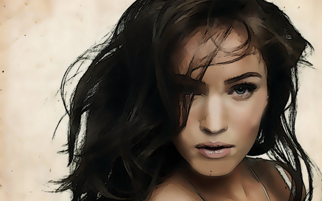Обои картинки фото рисованные, люди, взгляд, megan, fox