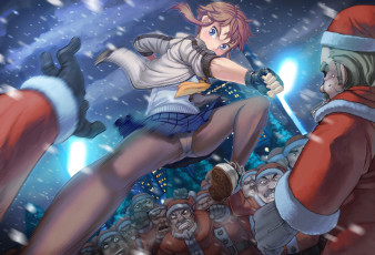 Картинка аниме merry chrismas winter сента клаусы девочка